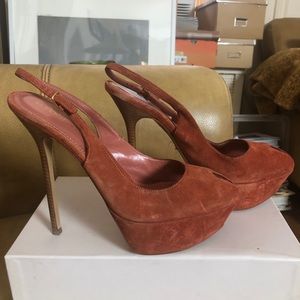 Giuseppe Zanotti Orange Suede Platform Heels